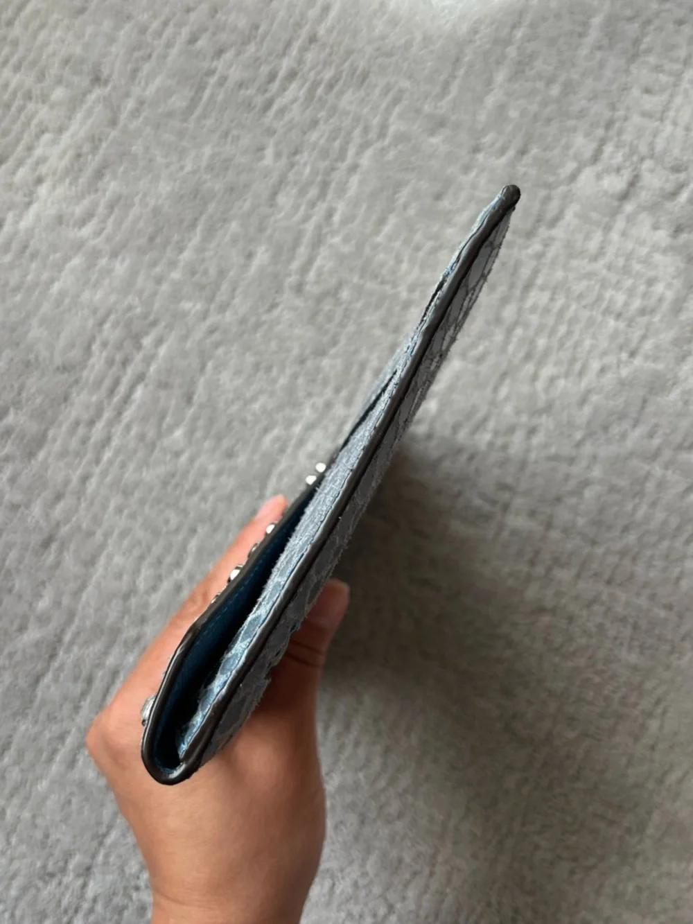 Michael Kors Blue Snakeskin Studded Envelope Clutch - Picture 5 of 12